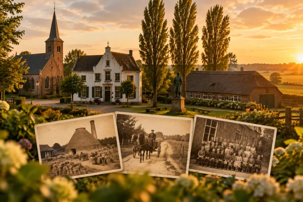 Brabants dorpscentrum met kerk, voormalig raadhuis en boerderij
